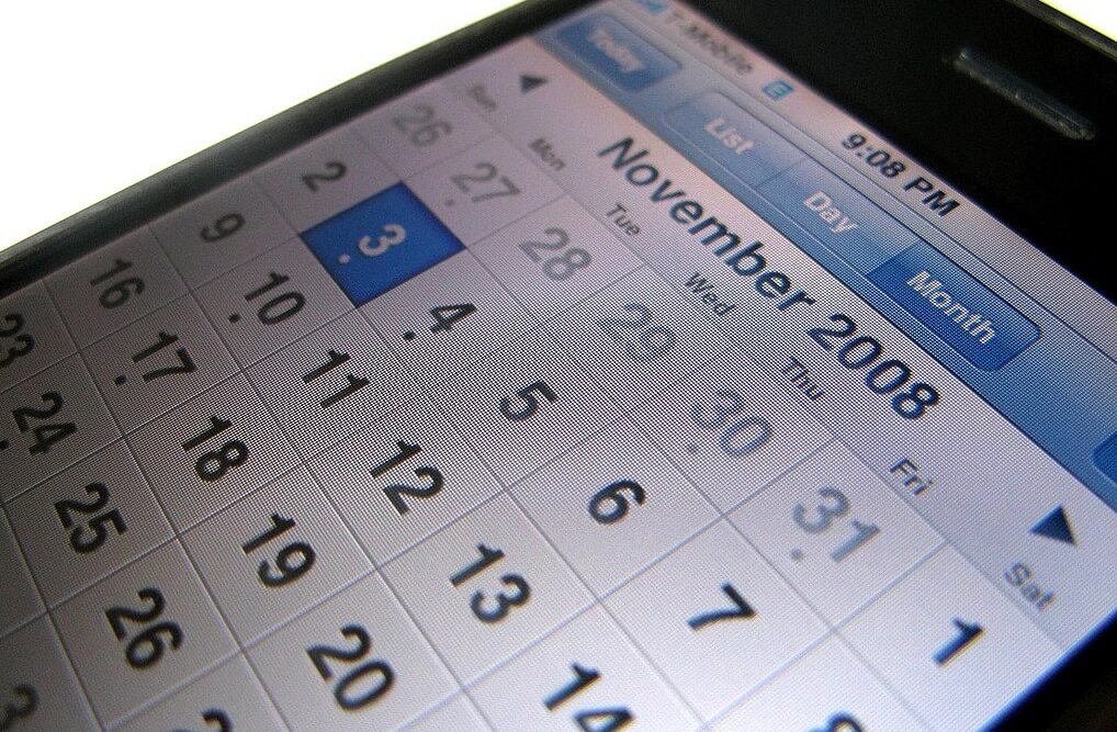Iphone calendar screen